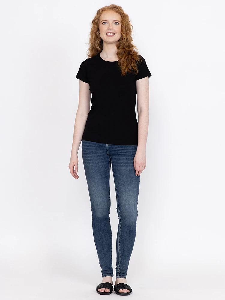 Women's Ribbed Crew Neck Tee
