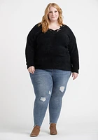 Women's Crochet Neckline Sweater