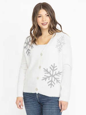 Women's Snowflake Button Front Cardigan