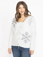 Women's Snowflake Button Front Cardigan