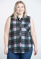 Women's Sleeveless Plaid Shirt