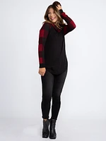 Women's Buffalo Plaid Cowl Neck Tunic