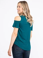 Women's V-Neck Cold Shoulder Tee