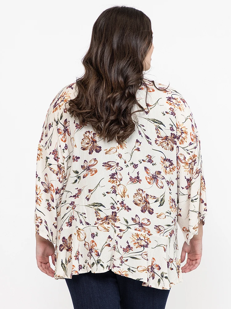 Women's Floral Ruffle Cardigan