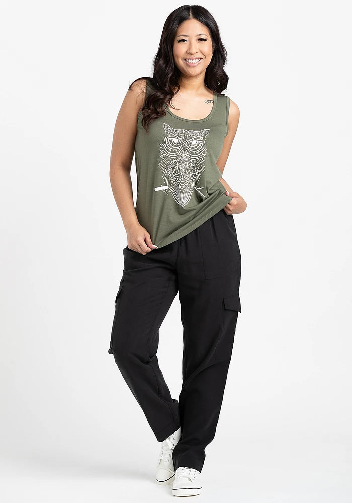 Women's Owl Scoop Neck Tank