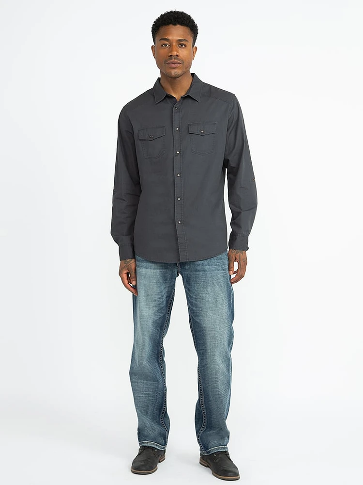 Men's Solid Washed Poplin Shirt