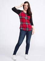 Women's Plaid Baseball Tee