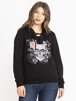 Women's Lace Up Neck Hoodie