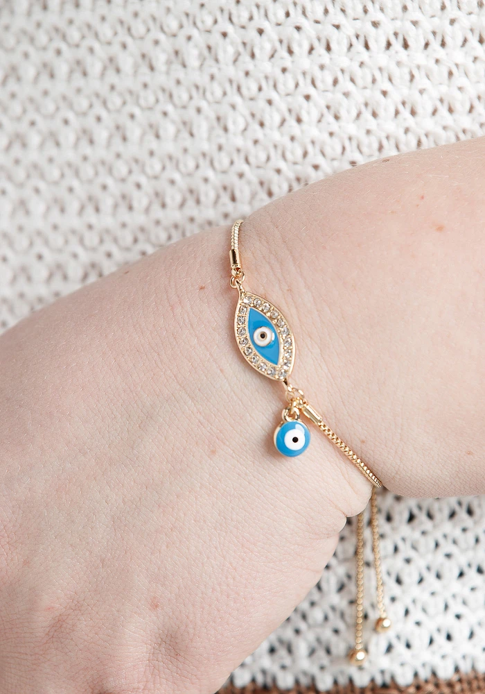 Women's Evil Eye Gold Bolo Bracelet