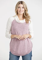 Women's Colour Block Cowl Neck Tunic