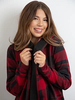 WOMEN'S PLAID HOODED WRAP