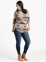 Women's Printed Side Button Top