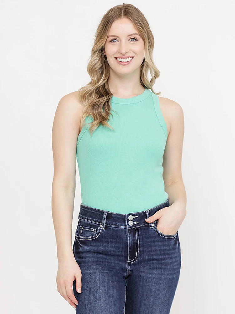 Women's Washed Rib Crew Neck Tank