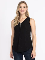 Women's Studded Zip Front  Tank