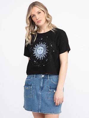 Women's Celestial Cropped Oversized Tee