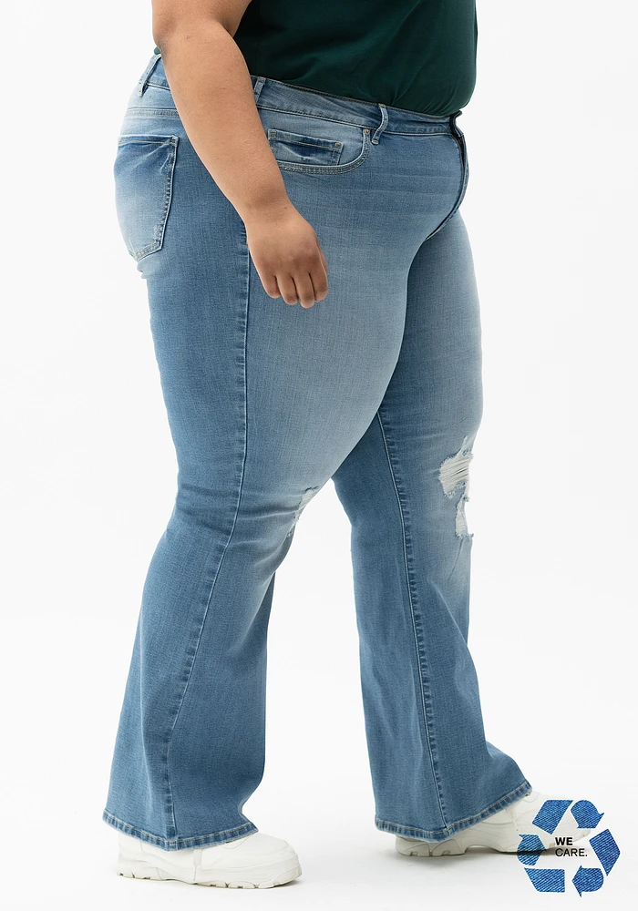 Women's Plus Low Rise Destroyed Flare Jeans