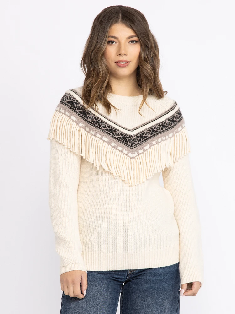 Women's Geometric Fringe Sweater