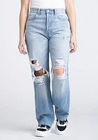 Women's Super High Rise Distress Dad Jeans