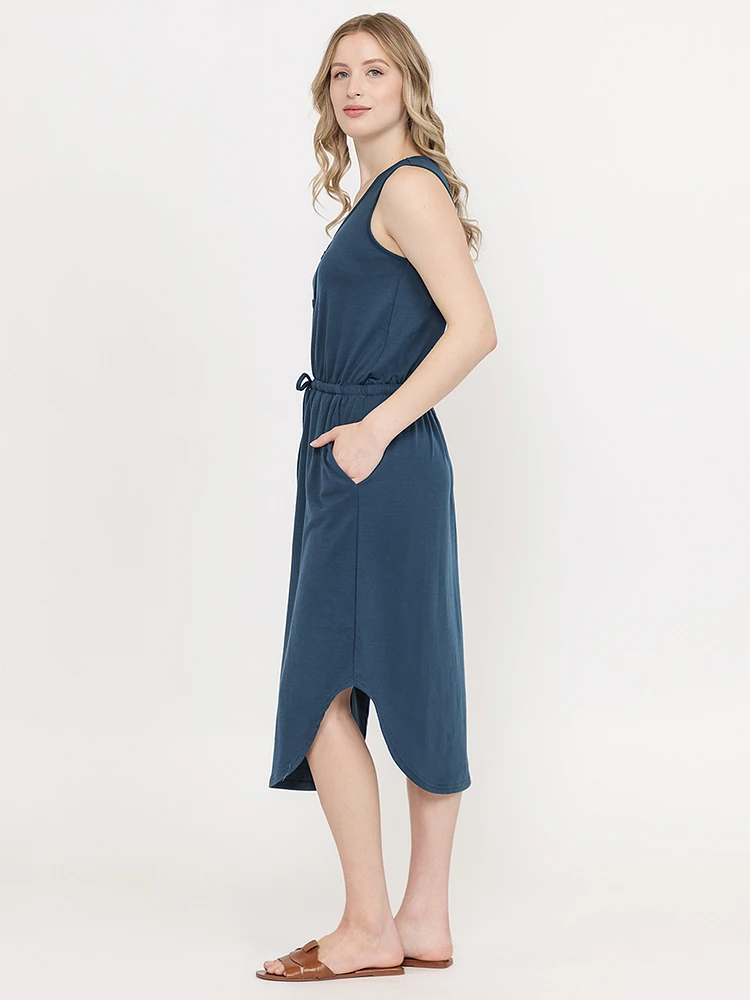 Women's Button Front Midi Dress