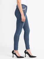 Women's Medium Wash Ankle Skinny Jeans with Rhinestone