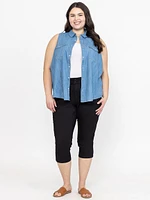 Women's Sleeveless Denim Shirt