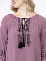 Women's Printed Peasant Top
