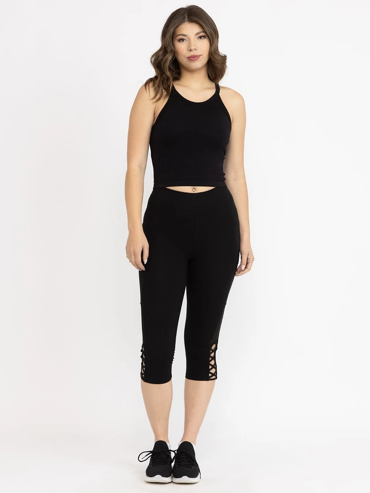 Women's Mesh Insert Capri Legging