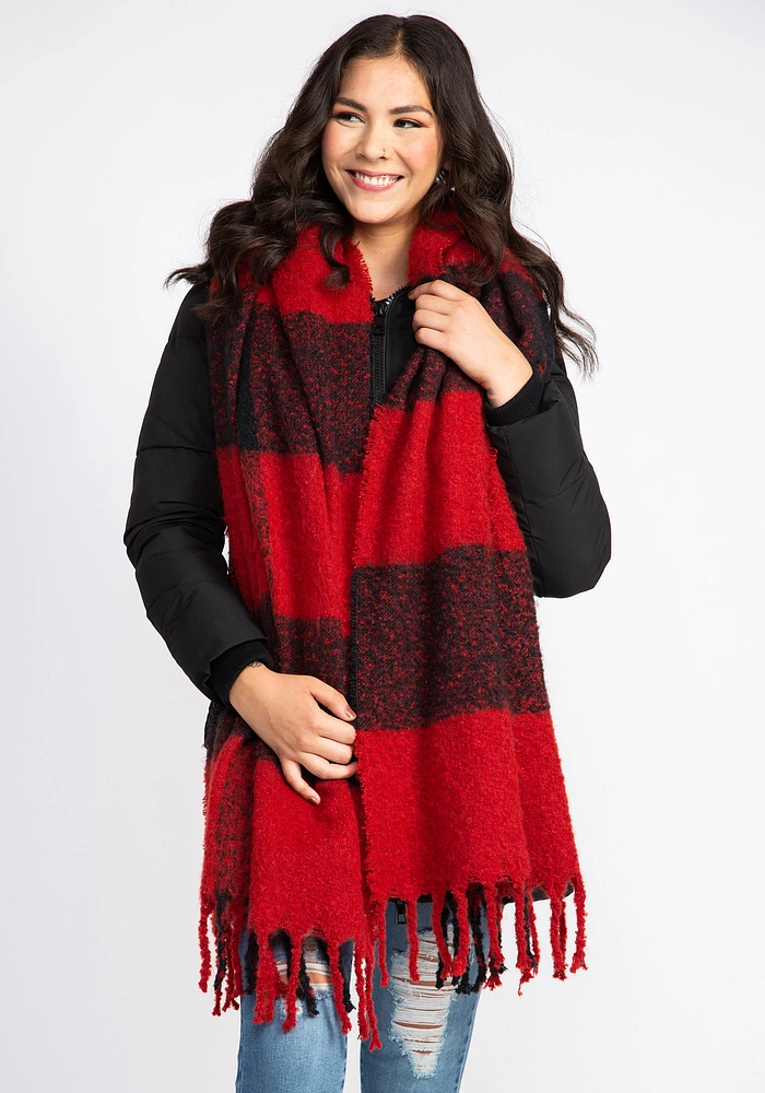 Women's Buffalo Plaid Fringe Scarf