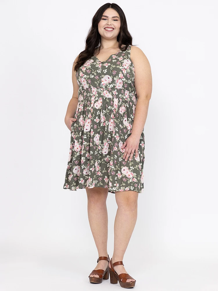 Women's Floral Smocked Waist Dress
