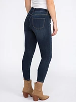 Women's Exposed Button Destroyed Ankle Skinny Jeans