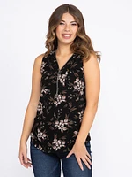 Women's Floral Half Zip Tank