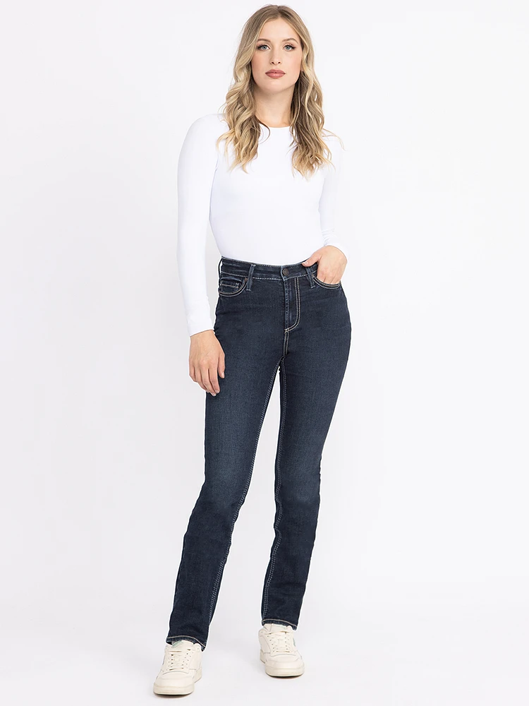 Women's Dark Wash Curvy Straight Jeans