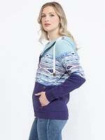 Women's Geo Colour Block Zip Hoodie