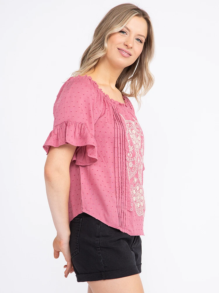 Women's Embroidered Peasant Top