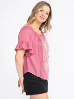 Women's Embroidered Peasant Top