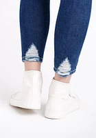 Women's High Rise Chewed Hem Ankle Skinny Jeans