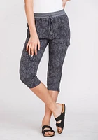 Women's Snake Skin Print Cargo Capri