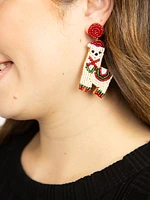 Women's Christmas Llama Beaded Earrings