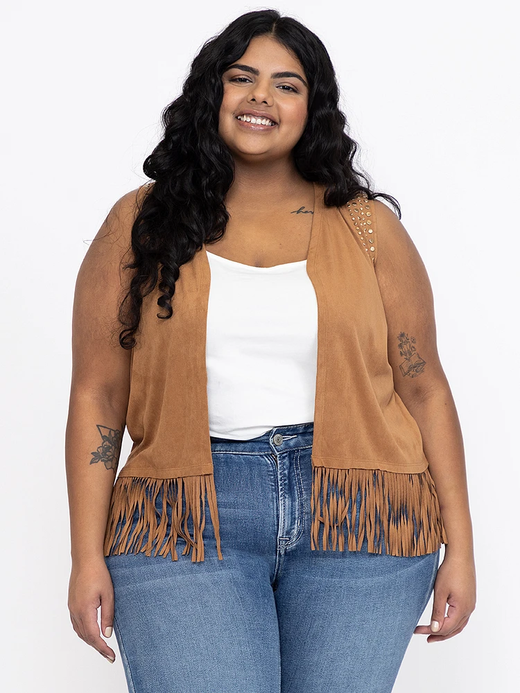 Women's Studded Fringe Vest