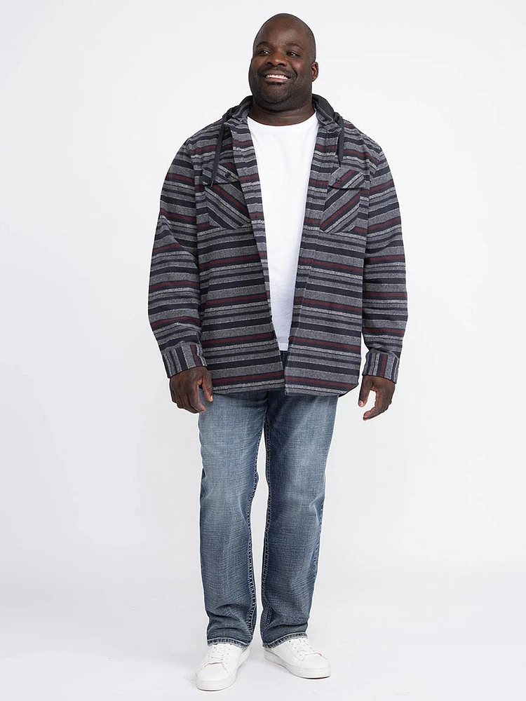 Men's Stripe Hooded Flannel Shirt