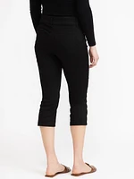 Women's 2 Button Black Jean Capri