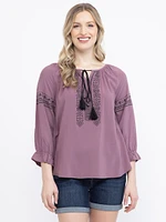 Women's Printed Peasant Top