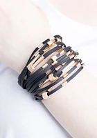 Women's Gold Beads Faux Leather Bracelet