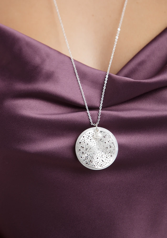 Sand Dollar Stack Silver Necklace