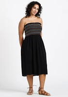 Women's Strapless Smocked Midi Dress