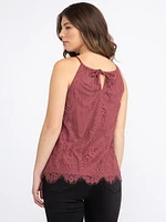 Women's Lace Overlay Halter Tank