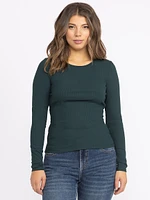 Women's Crew Neck Rib Long Sleeve Tee