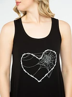 Women's Spiderweb Heart Scoop Neck Tank