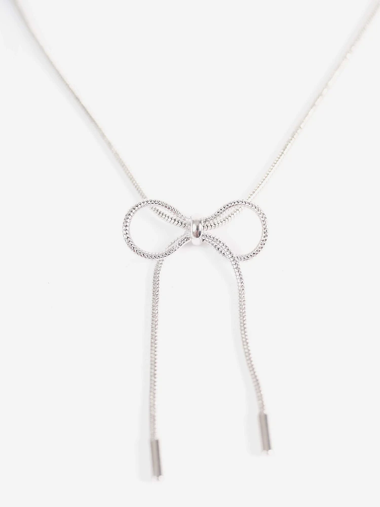 Women's Silver Bow Necklace