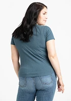 Women's Lace Up Ribbed Tee